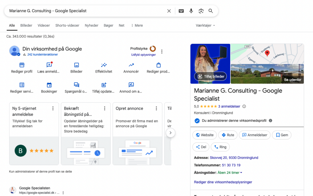 Google virksomhedsprofil - lokal seo