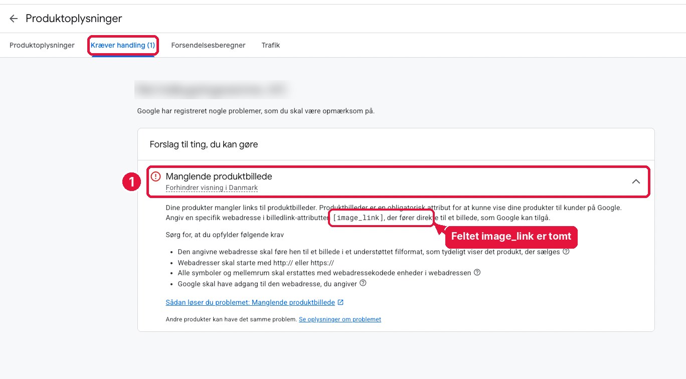 Google Merchant Center fejl: Manglende produktbillede, attributten image_link mangler